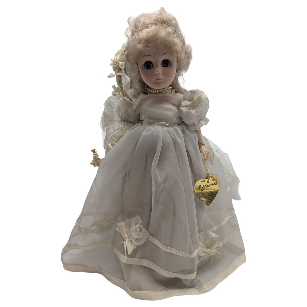 VTG 1978 Effanbee Blonde Bride Doll 15in White Wedding Gown Sleepy Eyes 1578